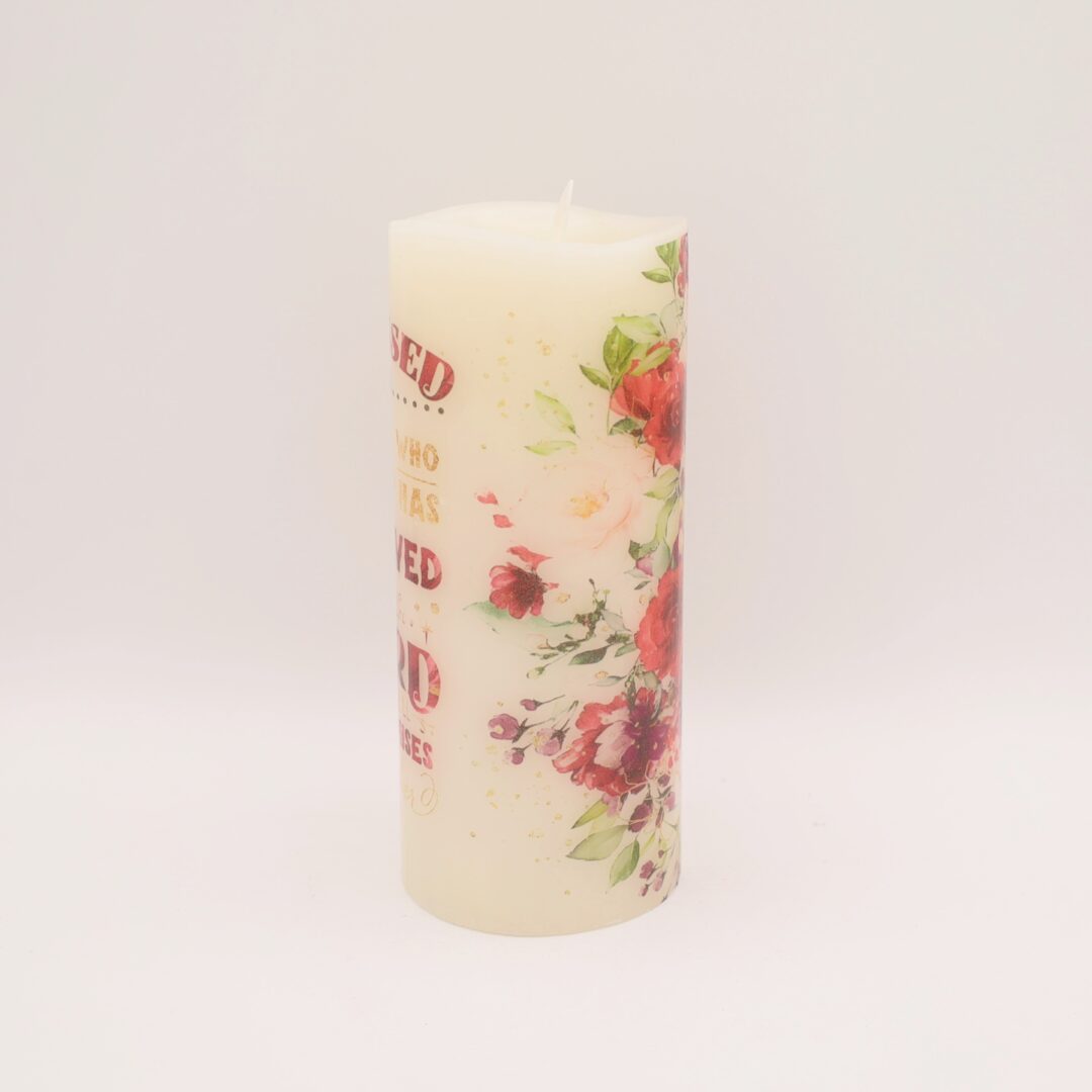 Blessed is She Floral Faith Flameless Candle - Image 3