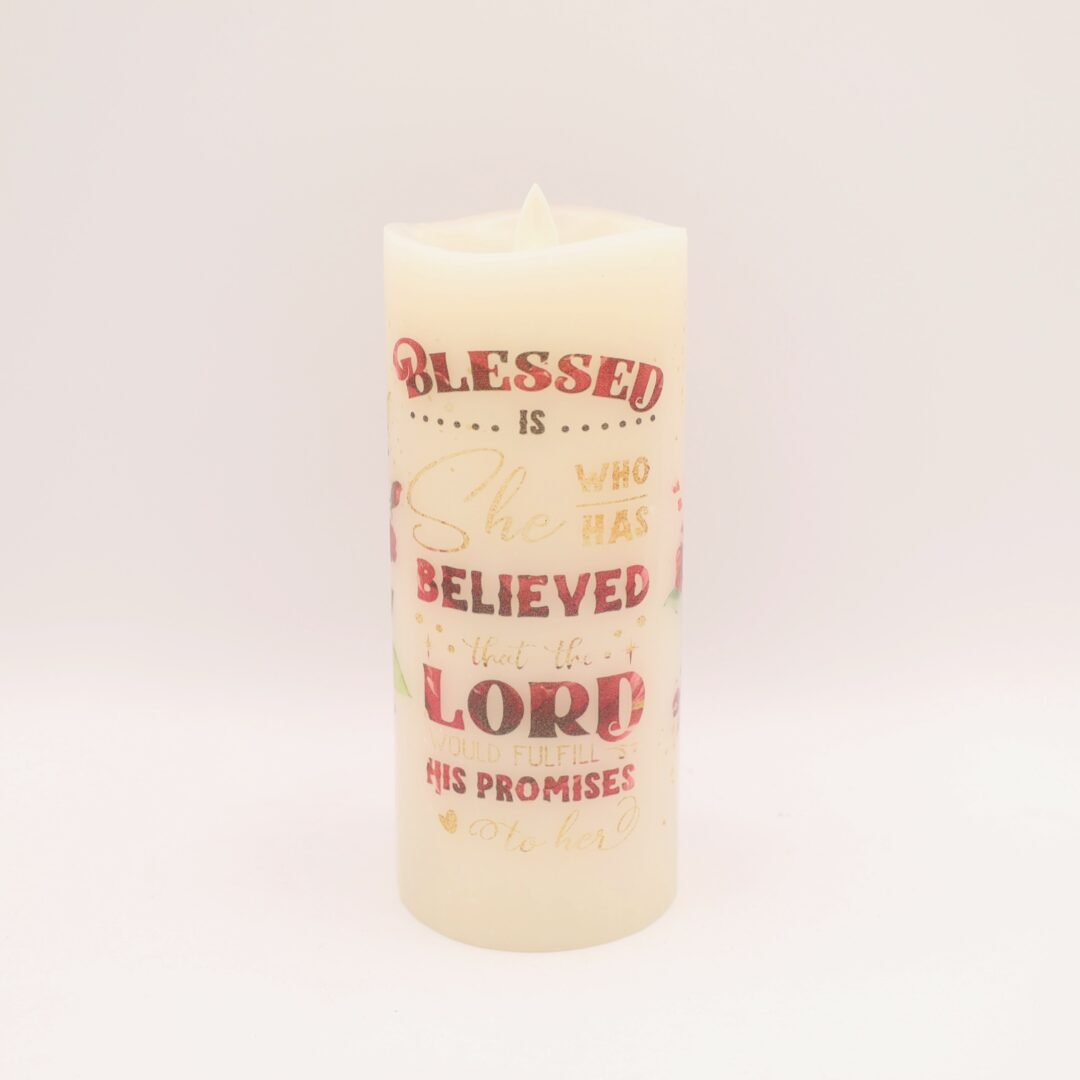 Blessed is She Floral Faith Flameless Candle