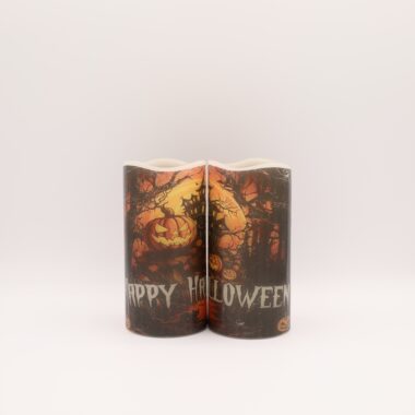 Happy Halloween Haunted House Flameless Candle