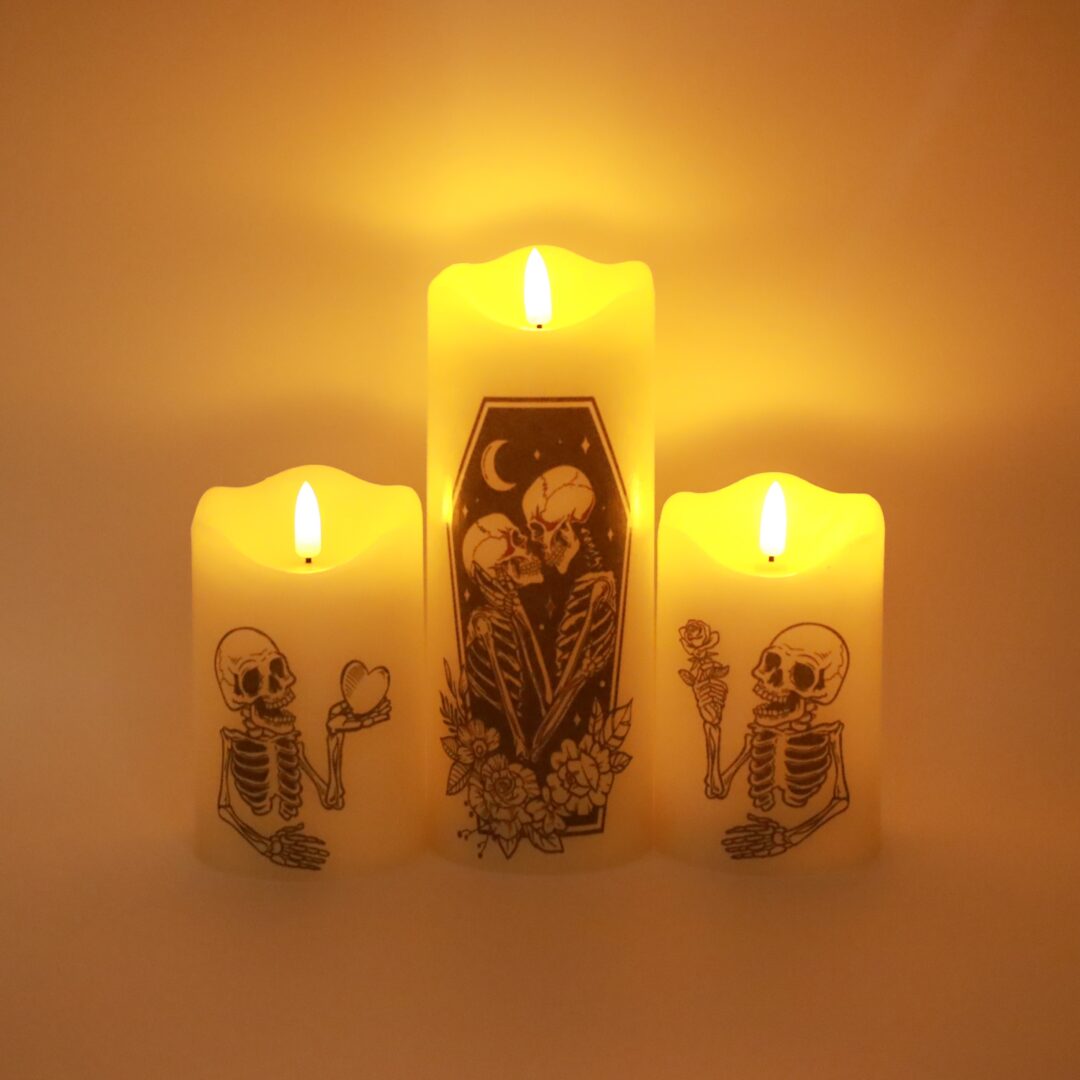 The Lovers Tarot Card Skeleton Flameless Candle - Image 3