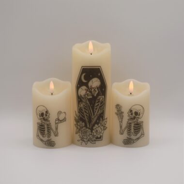 The Lovers Tarot Card Skeleton Flameless Candle
