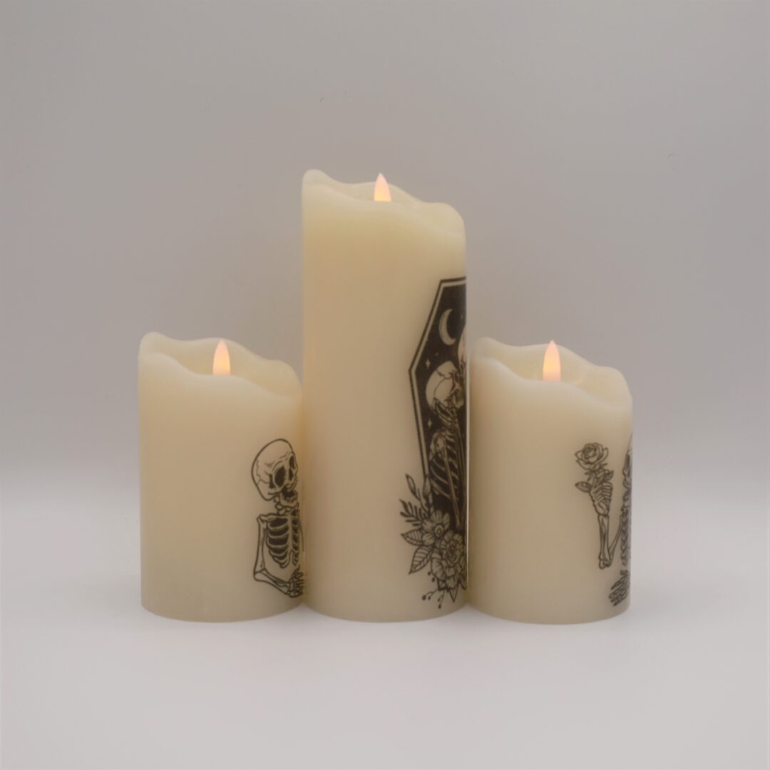 The Lovers Tarot Card Skeleton Flameless Candle - Image 4