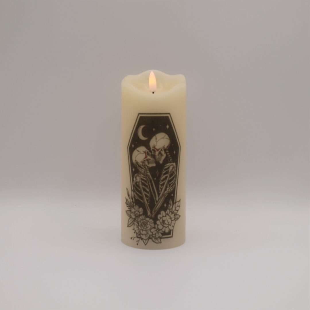 The Lovers Tarot Card Skeleton Flameless Candle - Image 6