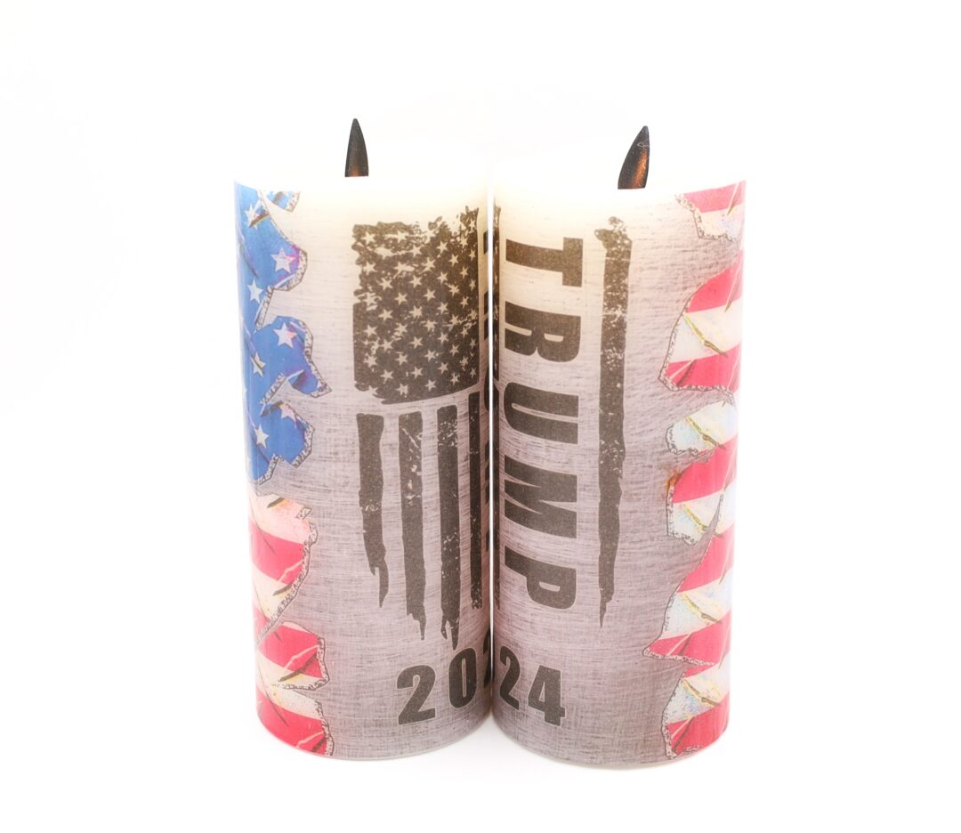 Trump Grey American Flag Flameless Candle