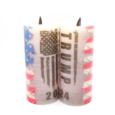 Trump Grey American Flag Flameless Candle