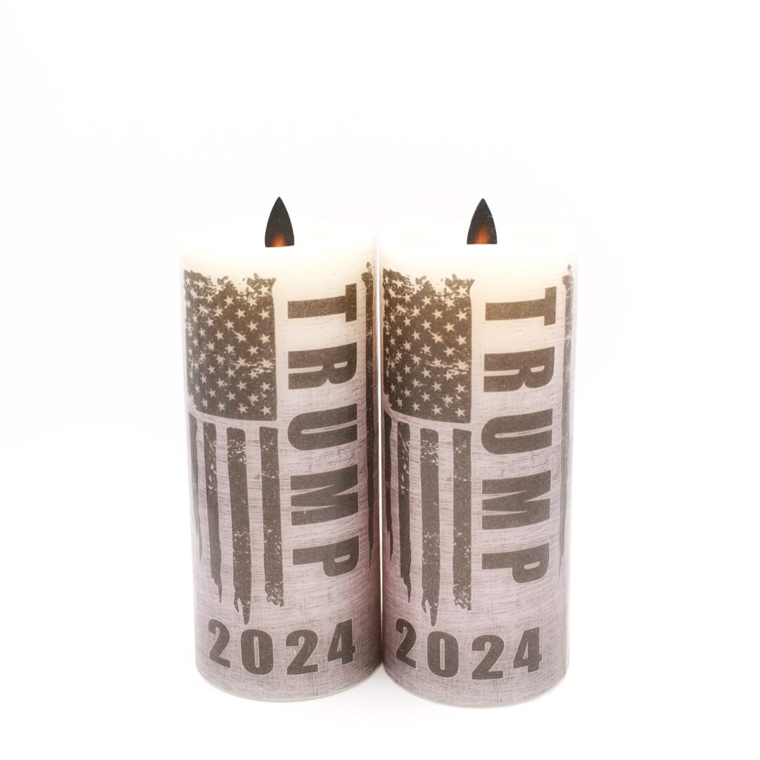 Trump Grey American Flag Flameless Candle - Image 3