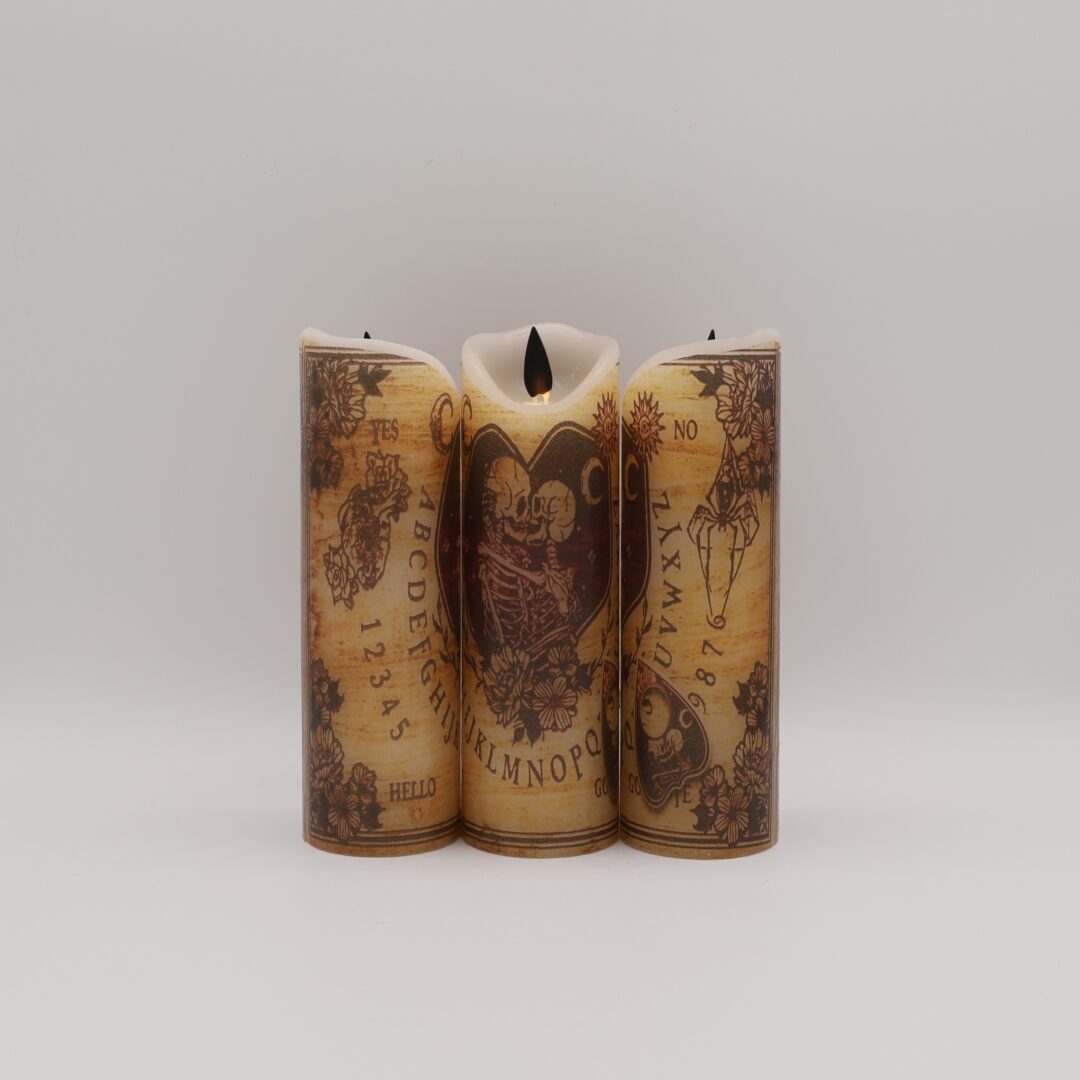 Mystifying Ouija Board Skeleton Flameless Candle (Skinny)