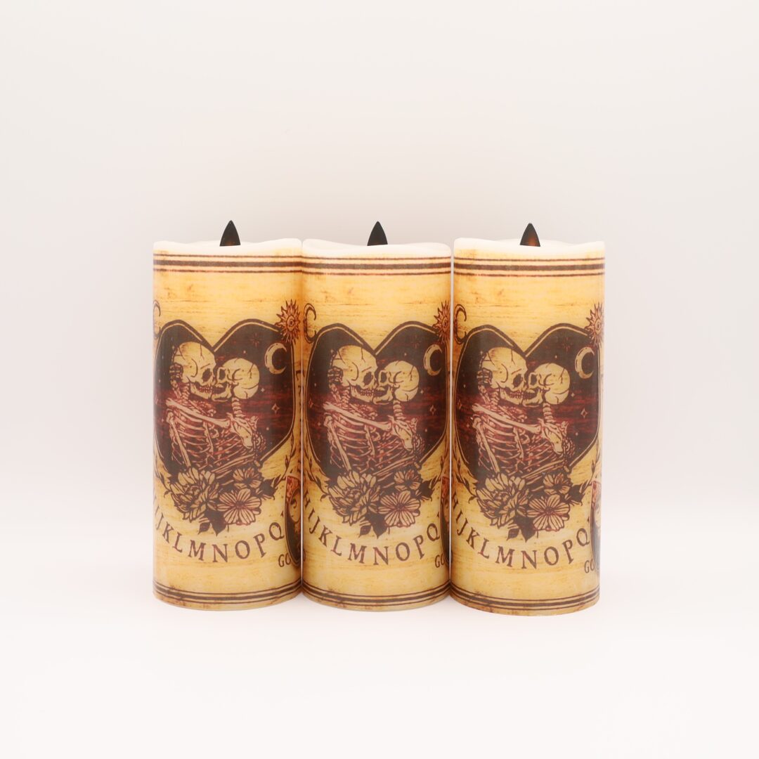 Mystifying Ouija Board Skeleton Flameless Candle (Wide) - Image 3