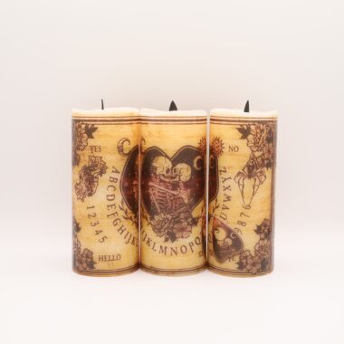 Mystifying Ouija Board Skeleton Flameless Candle (Wide)