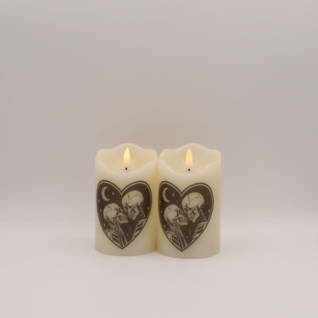 Skeleton Heart Rose Flameless Candle - Image 3