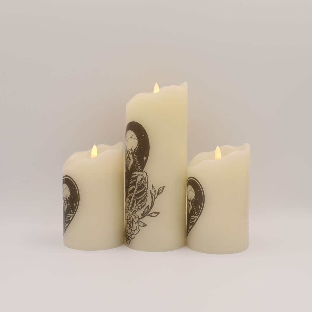 Skeleton Heart Rose Flameless Candle - Image 6