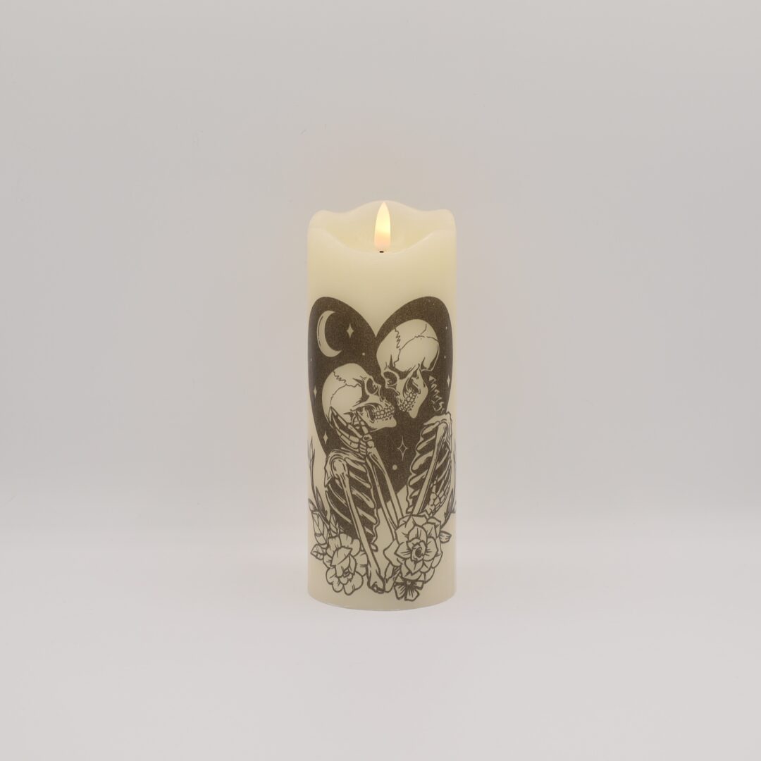 Skeleton Heart Rose Flameless Candle - Image 4