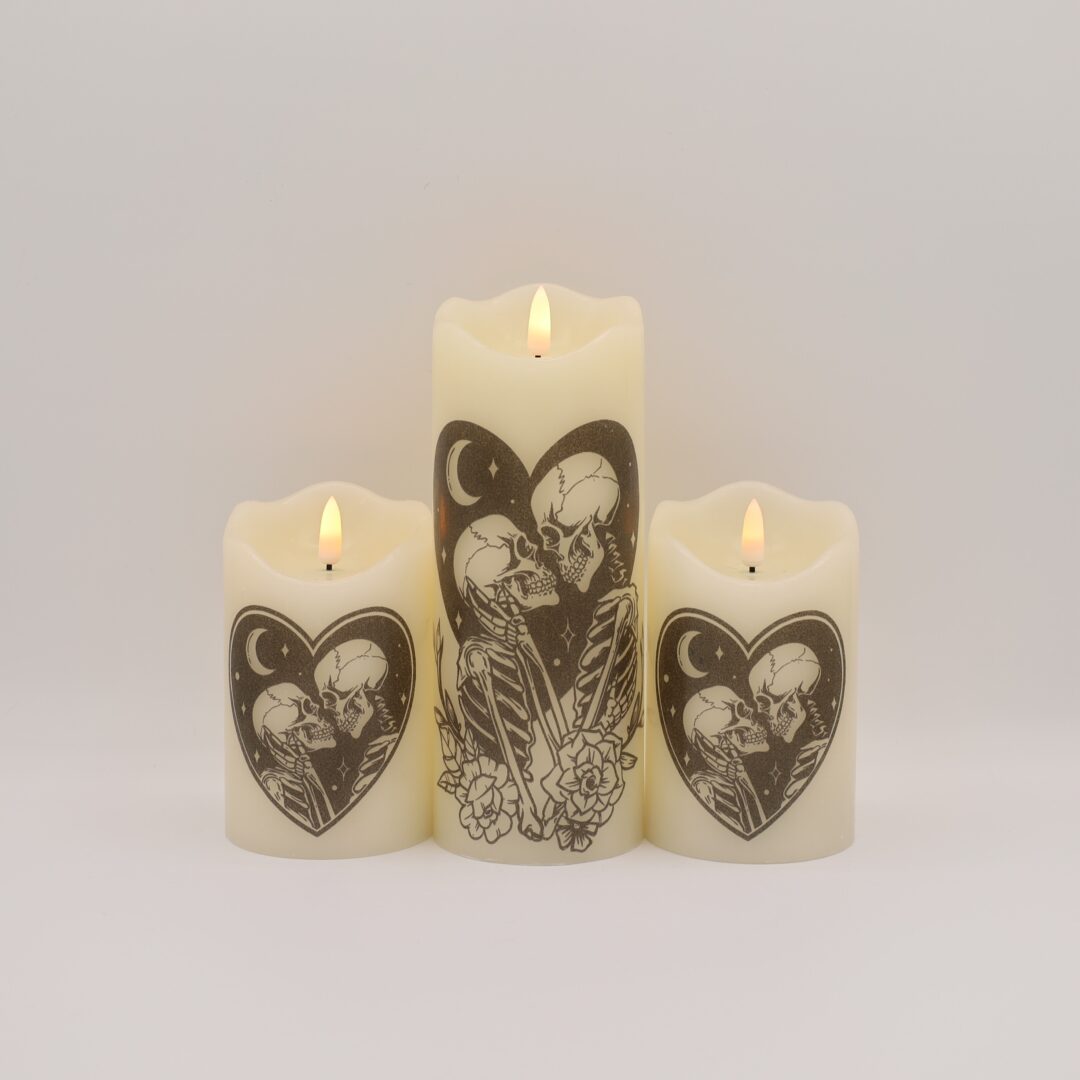 Skeleton Heart Rose Flameless Candle