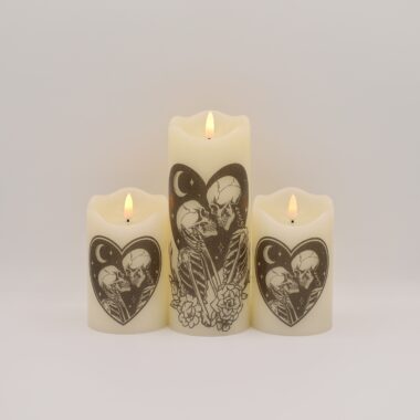 Skeleton Heart Rose Flameless Candle