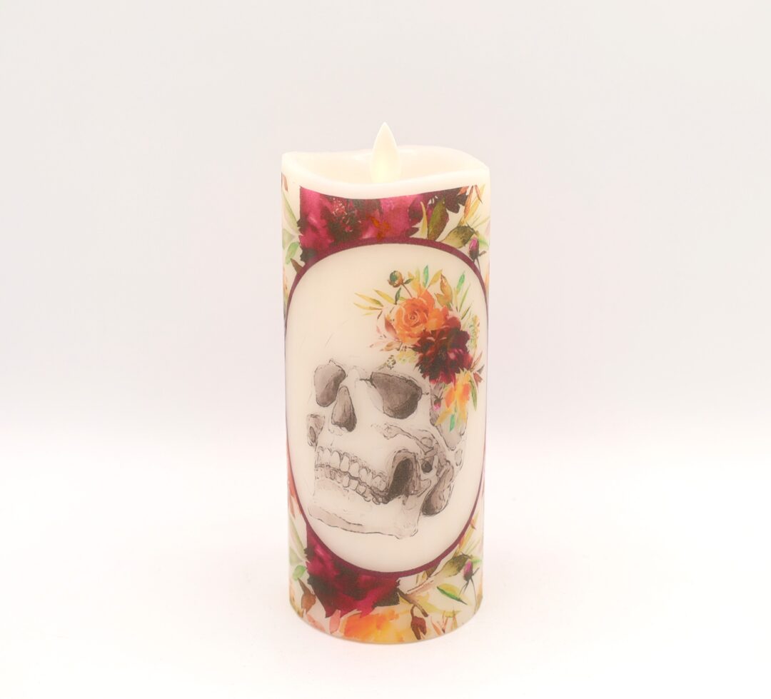 Skull and Roses Flameless Candle