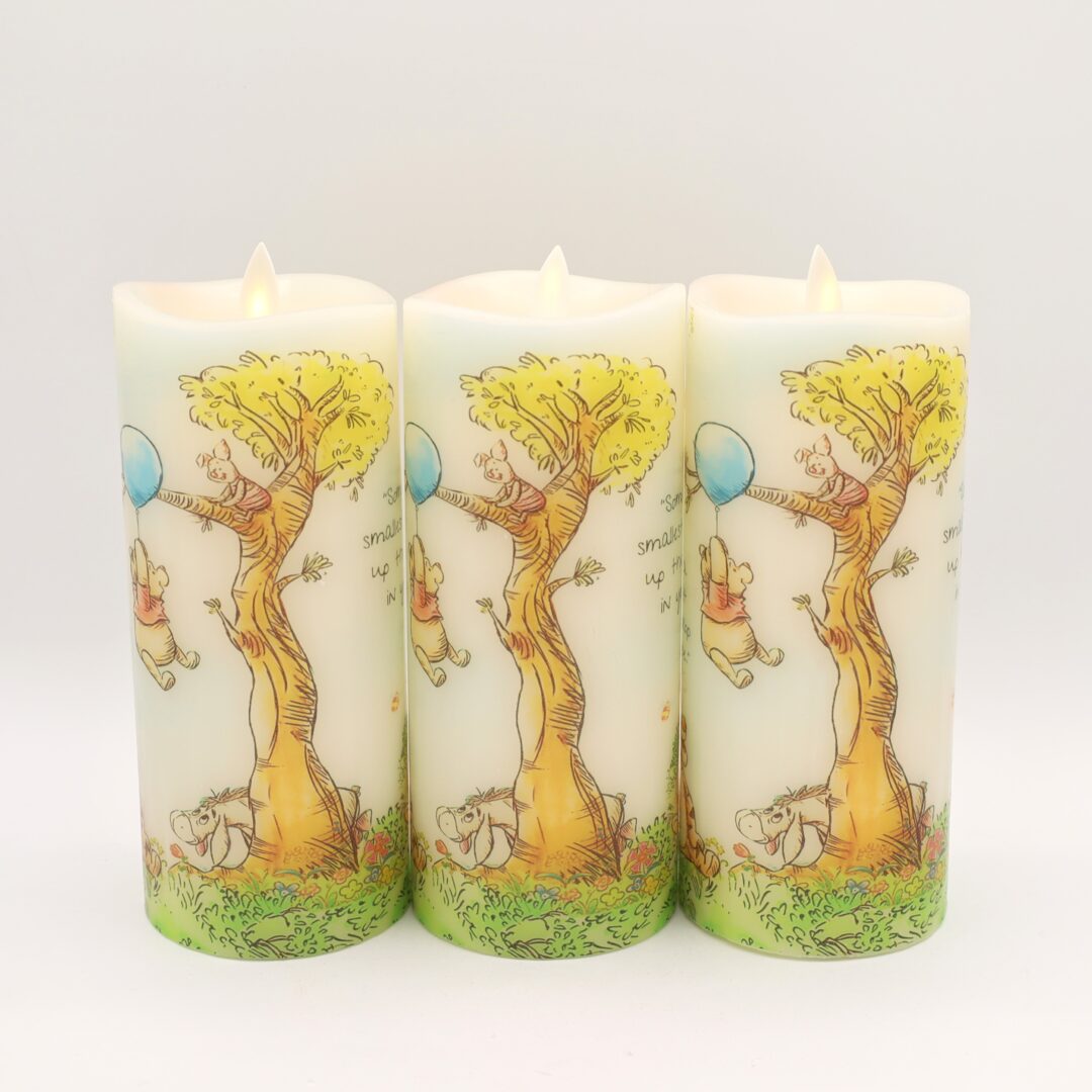 Winnie the Pooh Tall Blue Balloon Flameless Candle