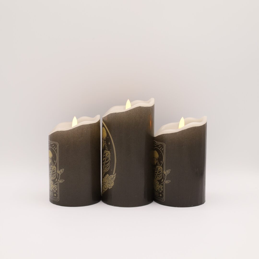 Black and Gold Tarot Skeleton Flameless Candle - Image 7