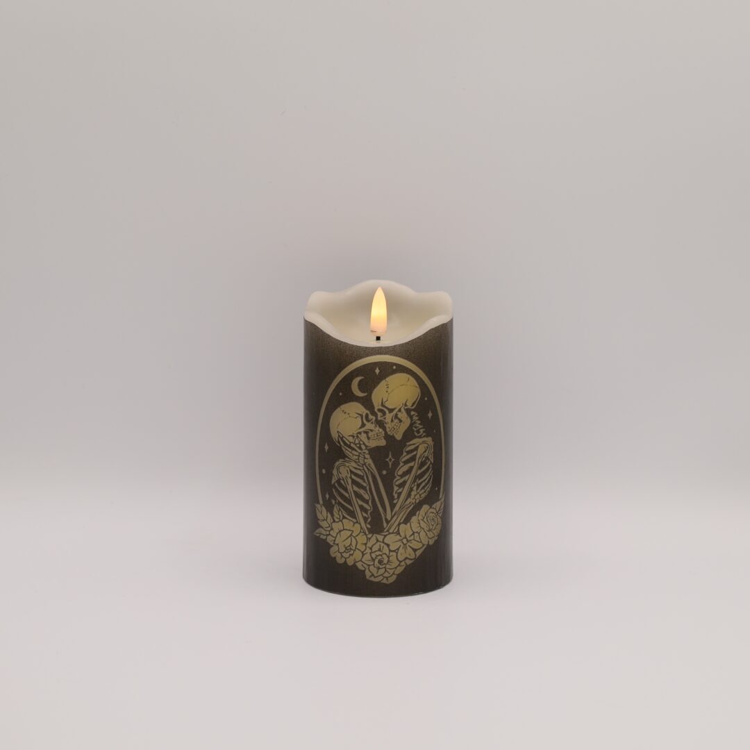 Black and Gold Tarot Skeleton Flameless Candle - Image 8