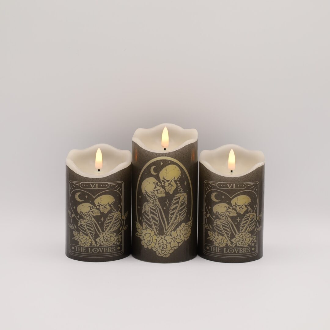 Black and Gold Tarot Skeleton Flameless Candle