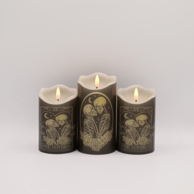 Black and Gold Tarot Skeleton Flameless Candle