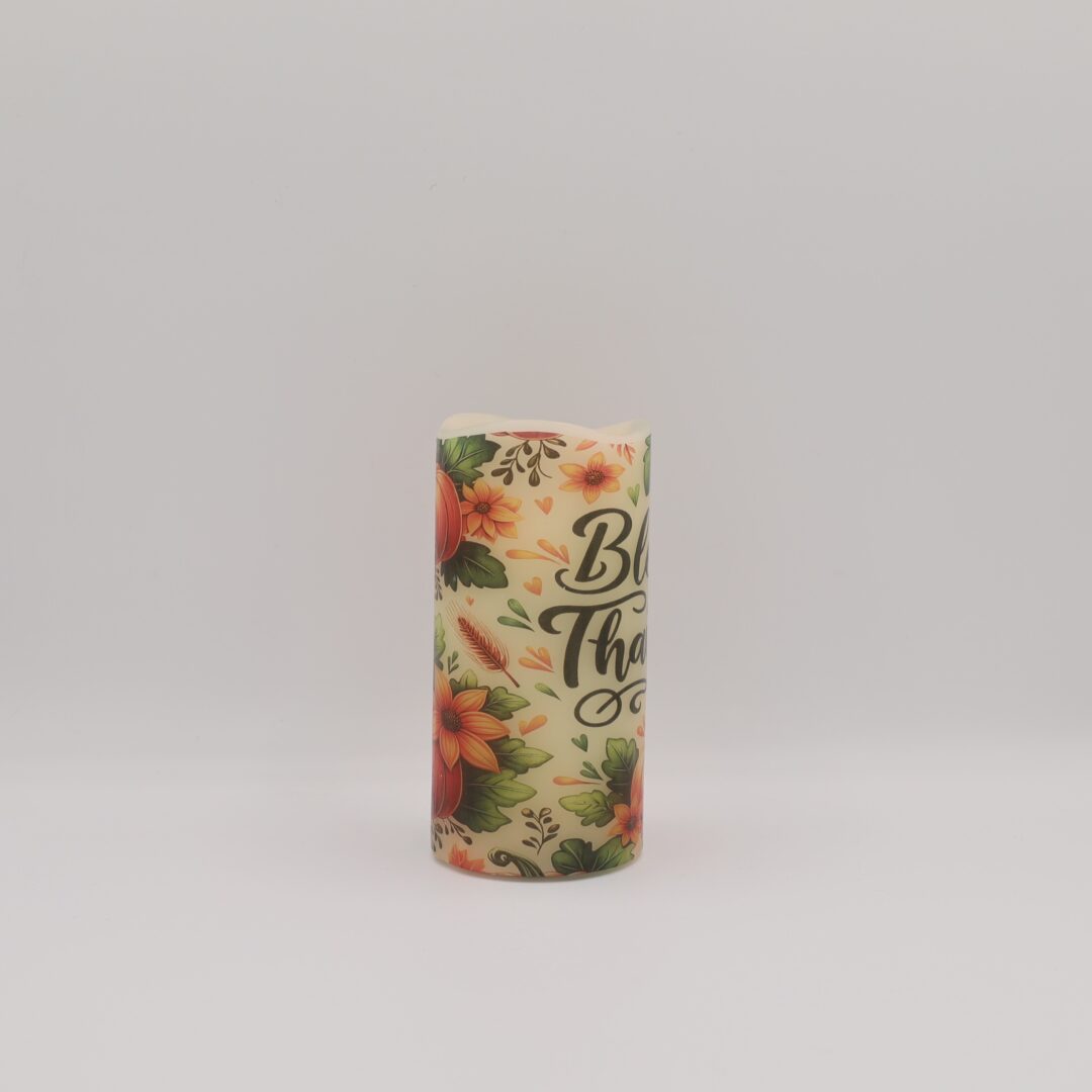 Blessed & Thankful Thanksgiving Flameless Candle - Image 5