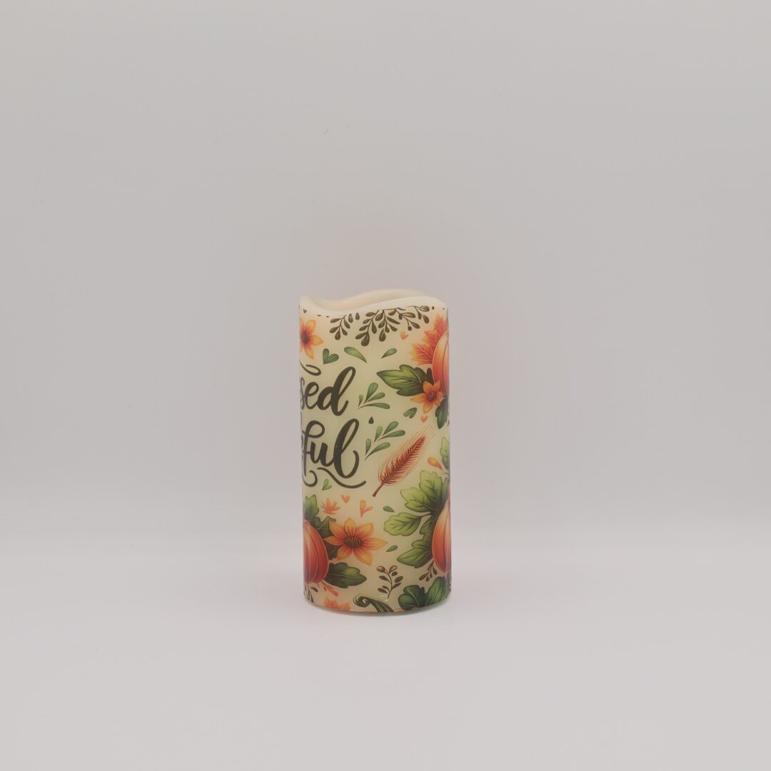 Blessed & Thankful Thanksgiving Flameless Candle - Image 4