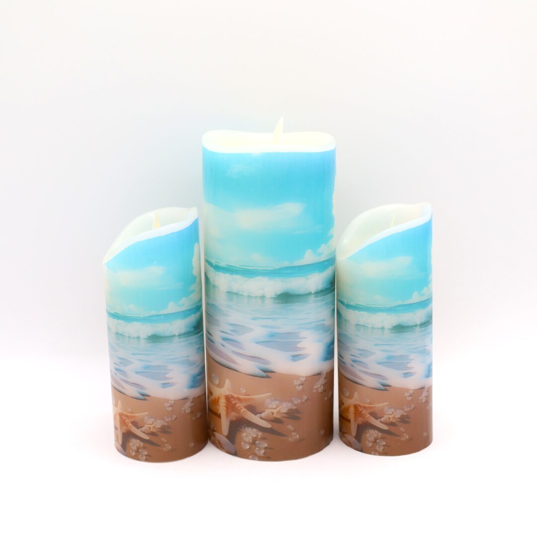 Blue Beach Sea Shell Flameless Candle - Image 3