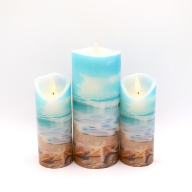 Blue Beach Sea Shell Flameless Candle