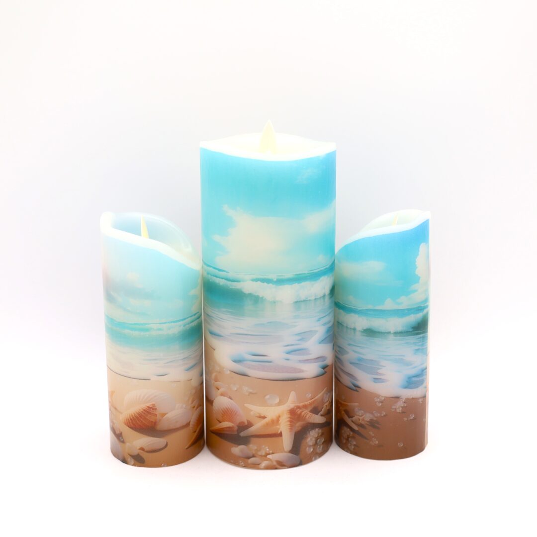 Blue Beach Sea Shell Flameless Candle - Image 4