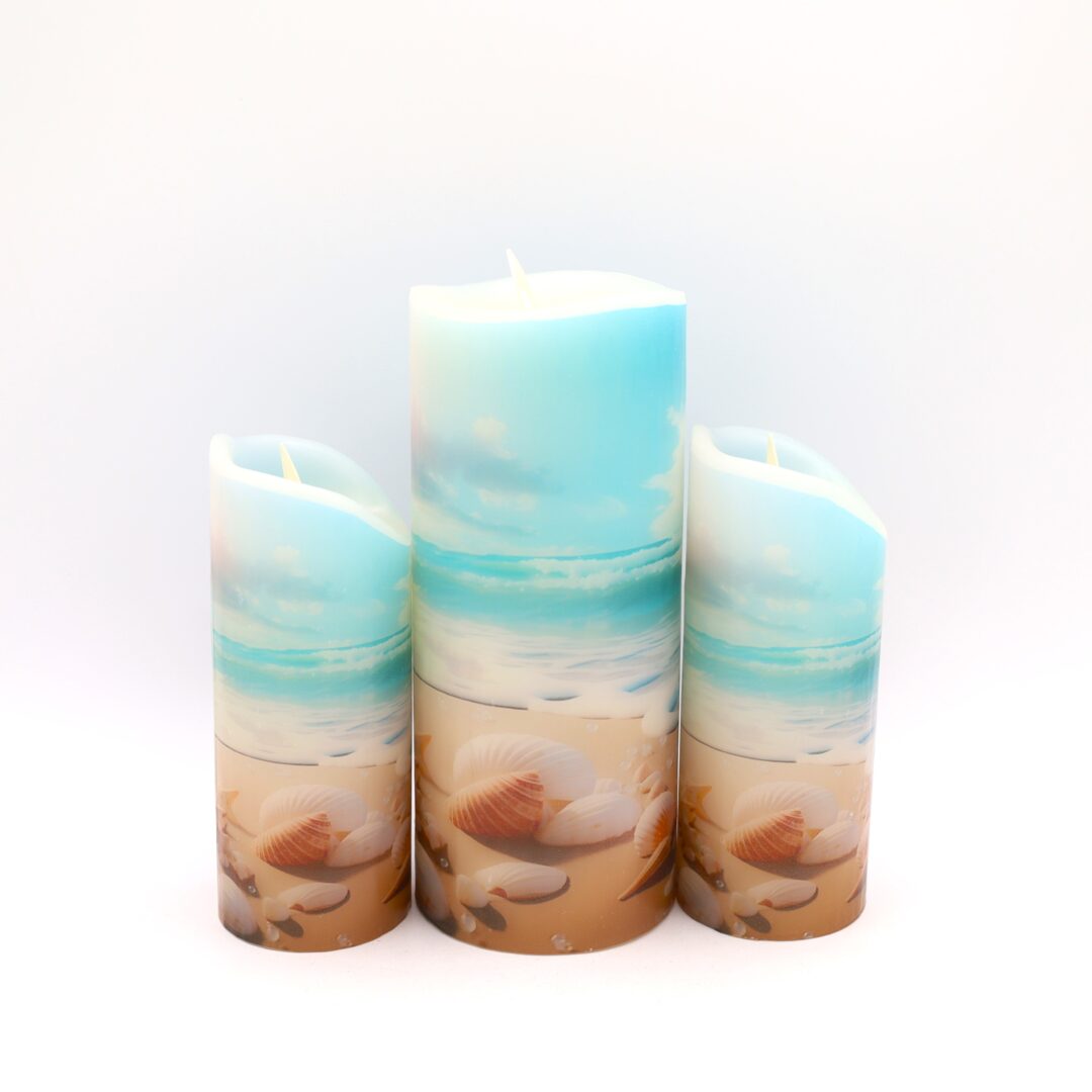Blue Beach Sea Shell Flameless Candle - Image 5