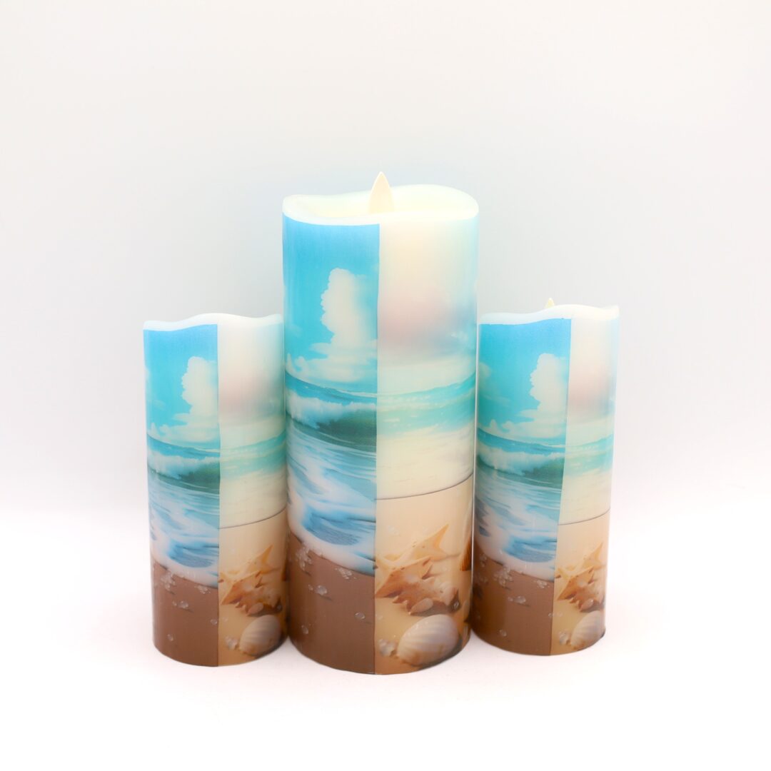Blue Beach Sea Shell Flameless Candle - Image 6