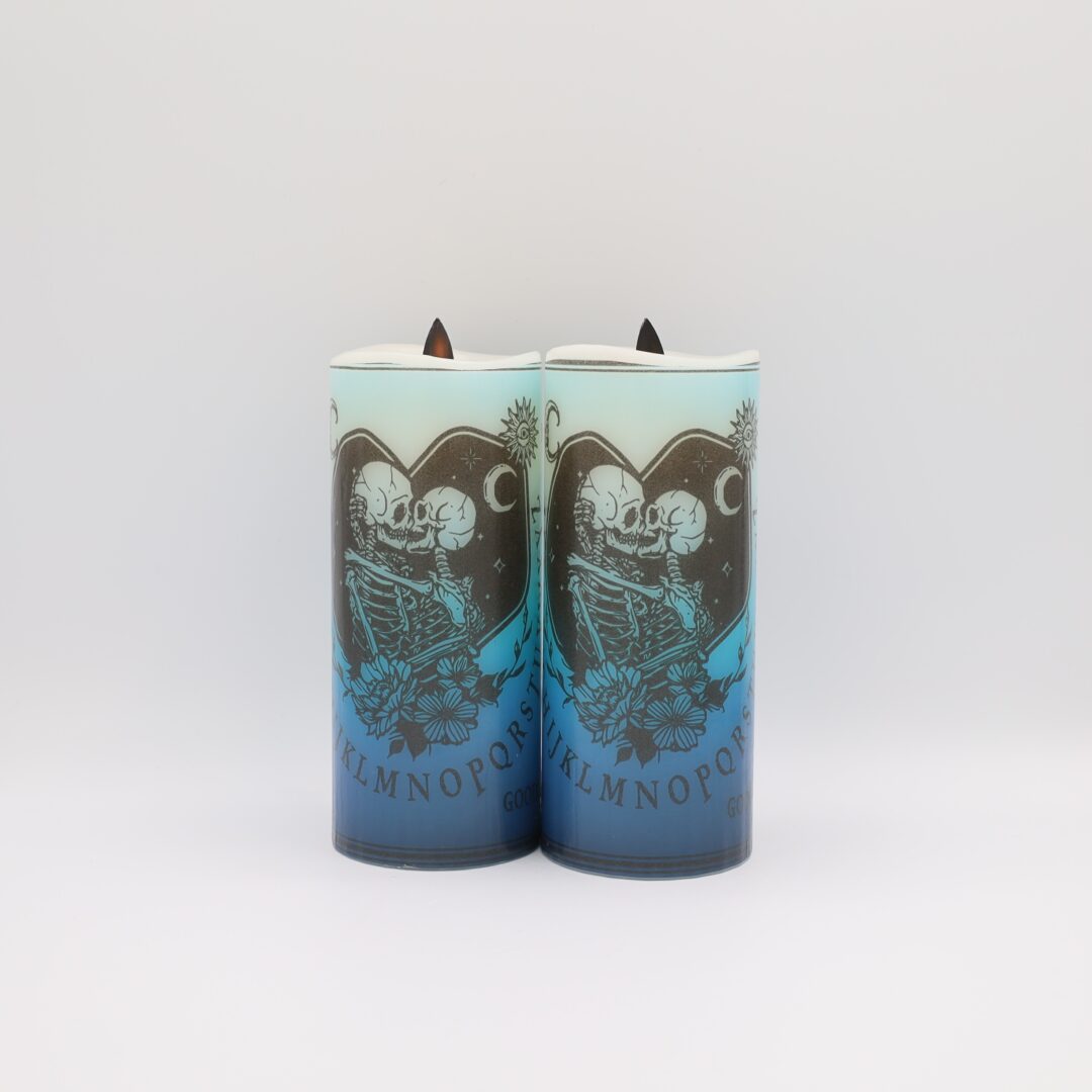 Blue Ouija Board Skeleton Flameless Candle - Image 4