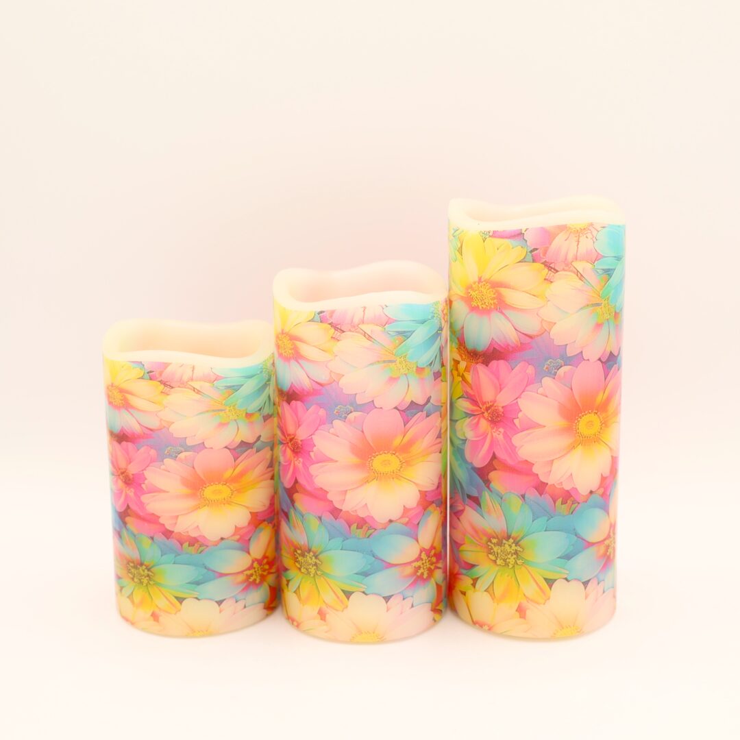 Colorful Daisy Floral Flameless Candle - Image 4