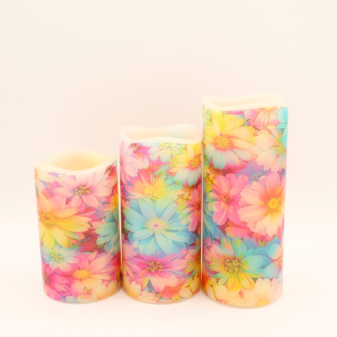 Colorful Daisy Floral Flameless Candle - Image 3