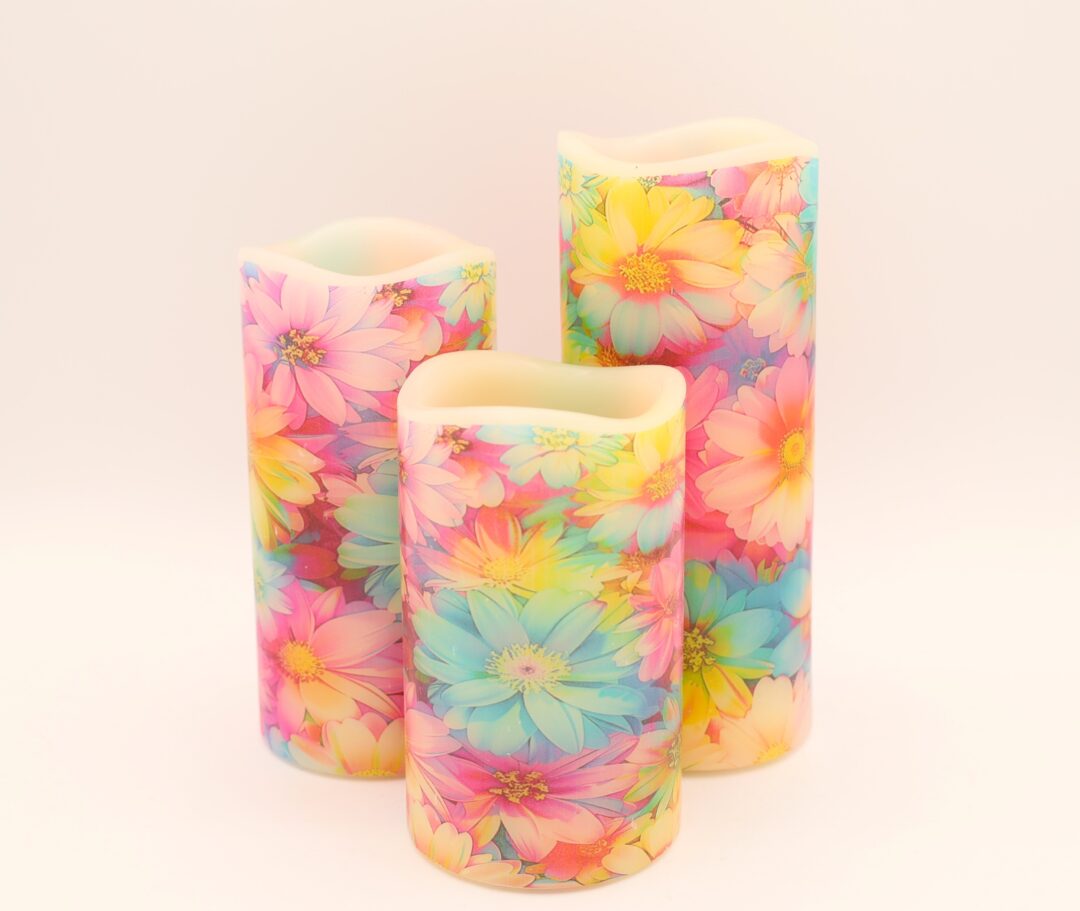 Colorful Daisy Floral Flameless Candle