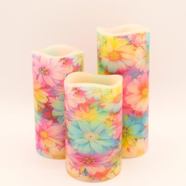 Colorful Daisy Floral Flameless Candle