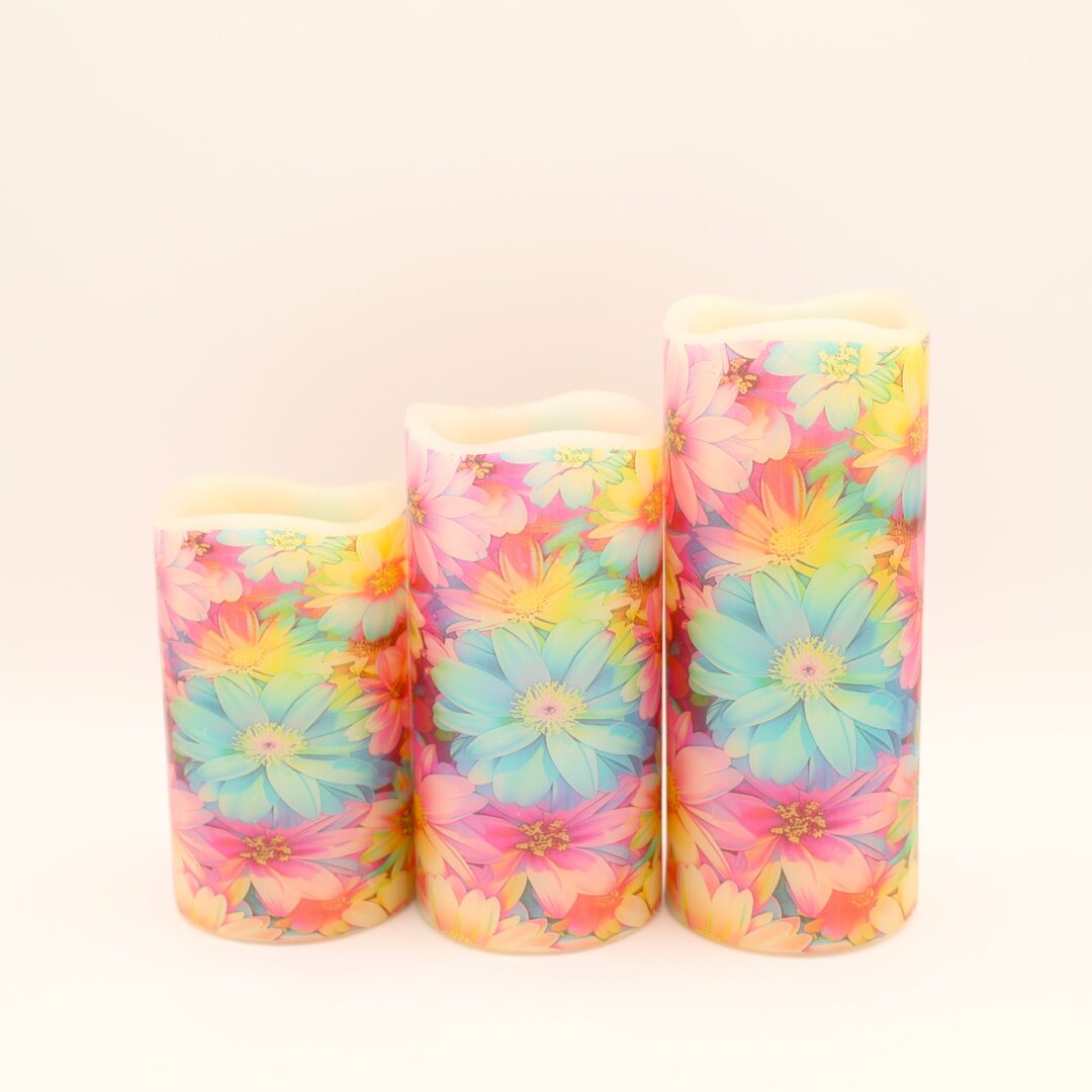 Colorful Daisy Floral Flameless Candle - Image 5