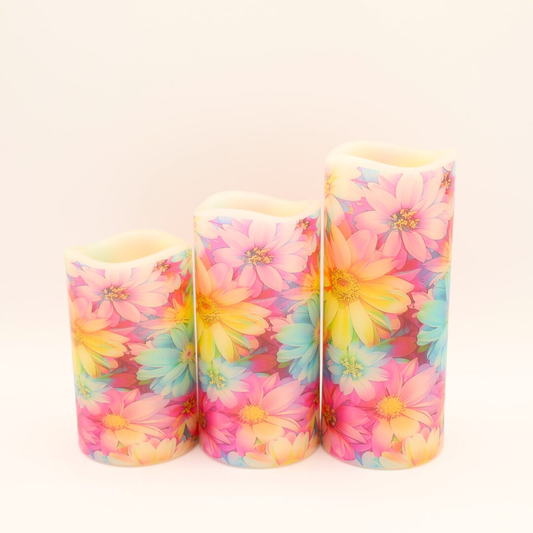 Colorful Daisy Floral Flameless Candle - Image 6