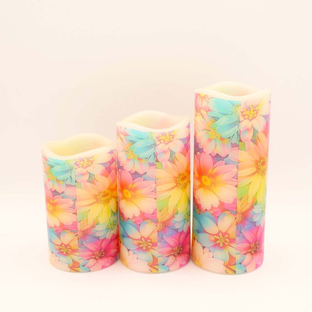 Colorful Daisy Floral Flameless Candle - Image 7
