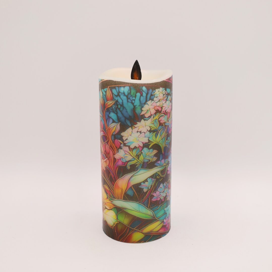 Colorful Hibiscus Floral Flameless Candle - Image 4
