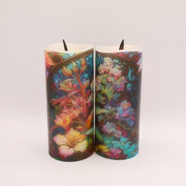 Colorful Hibiscus Floral Flameless Candle