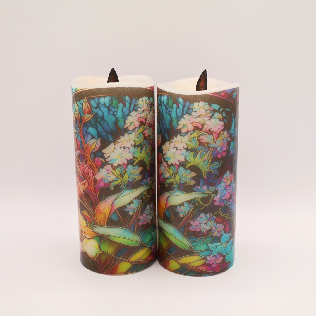 Colorful Hibiscus Floral Flameless Candle - Image 5