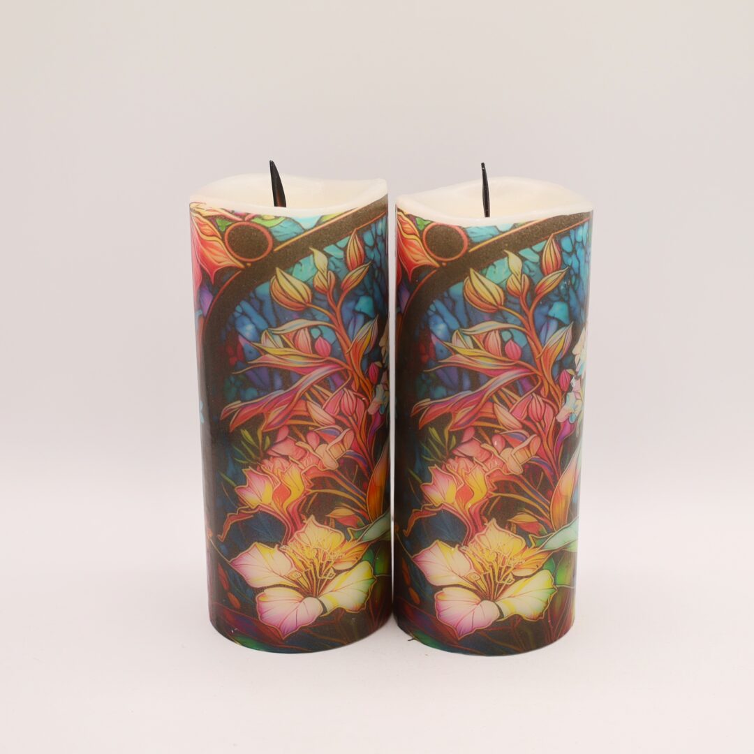 Colorful Hibiscus Floral Flameless Candle - Image 6