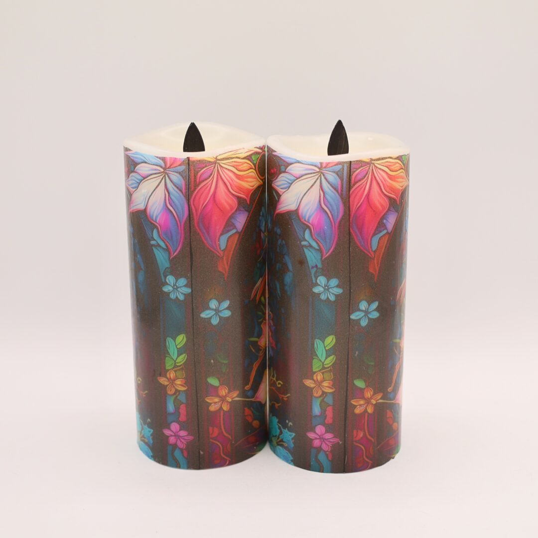 Colorful Hibiscus Floral Flameless Candle - Image 7