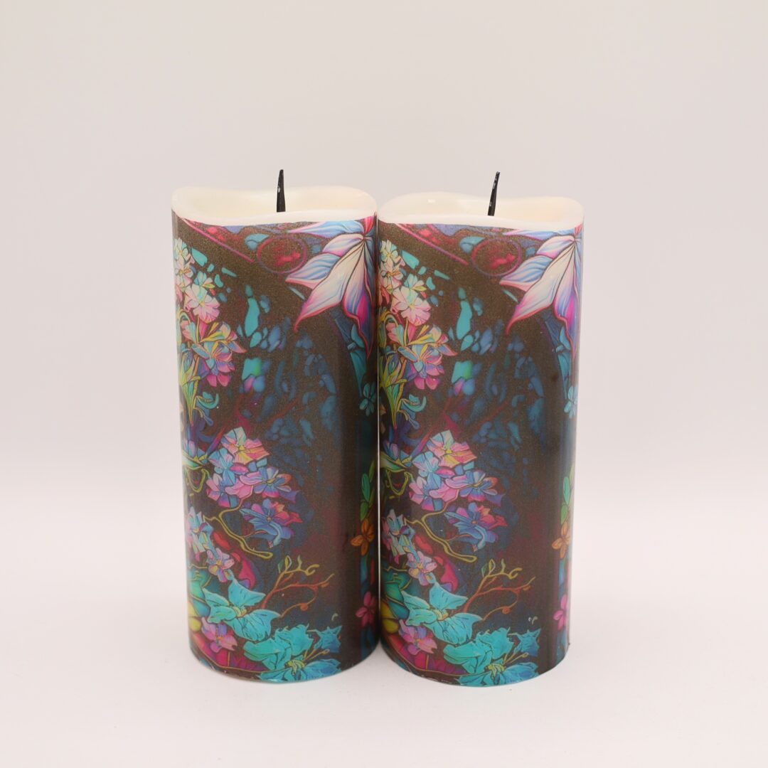 Colorful Hibiscus Floral Flameless Candle - Image 8
