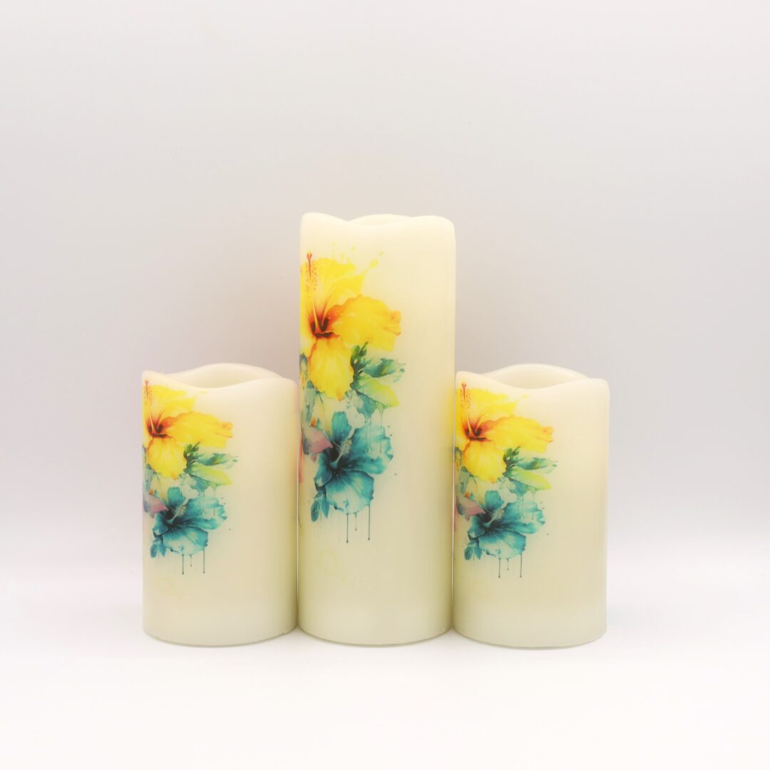 Hibiscus Floral Design Flameless Candle - Image 11
