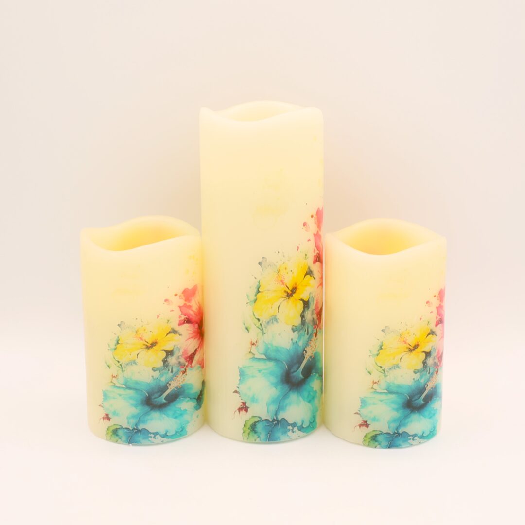 Hibiscus Floral Design Flameless Candle - Image 8