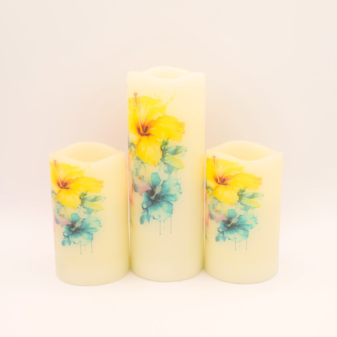 Hibiscus Floral Design Flameless Candle - Image 10