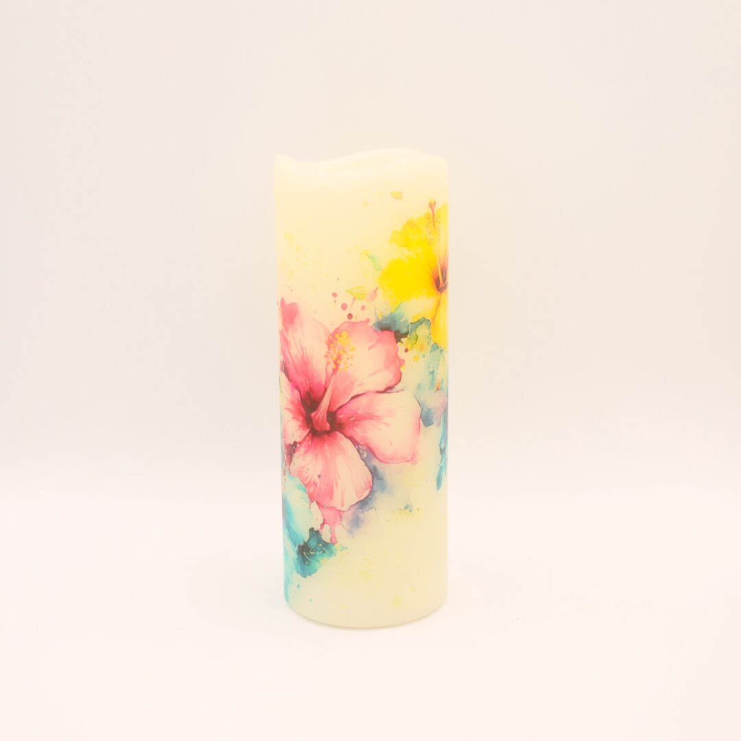 Hibiscus Floral Design Flameless Candle - Image 14