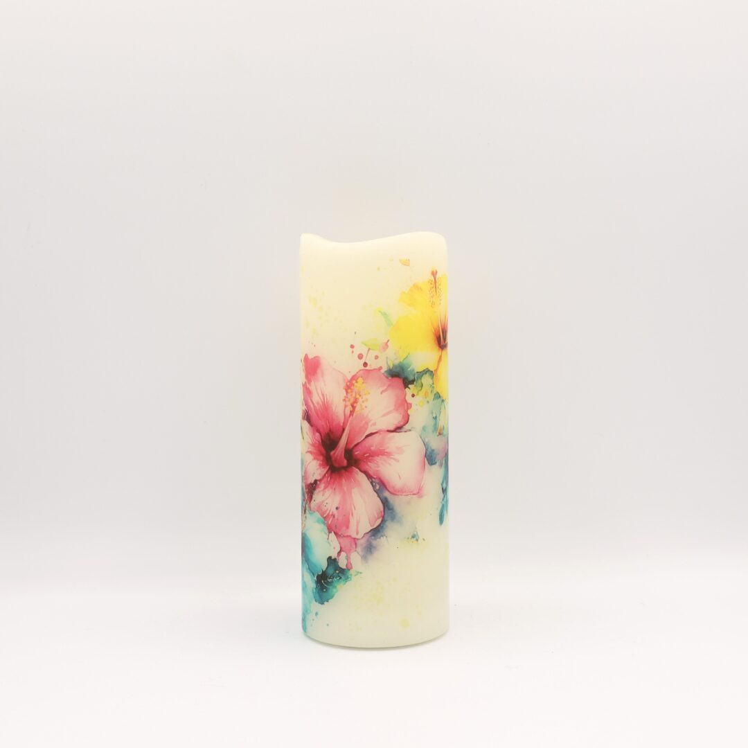 Hibiscus Floral Design Flameless Candle - Image 13